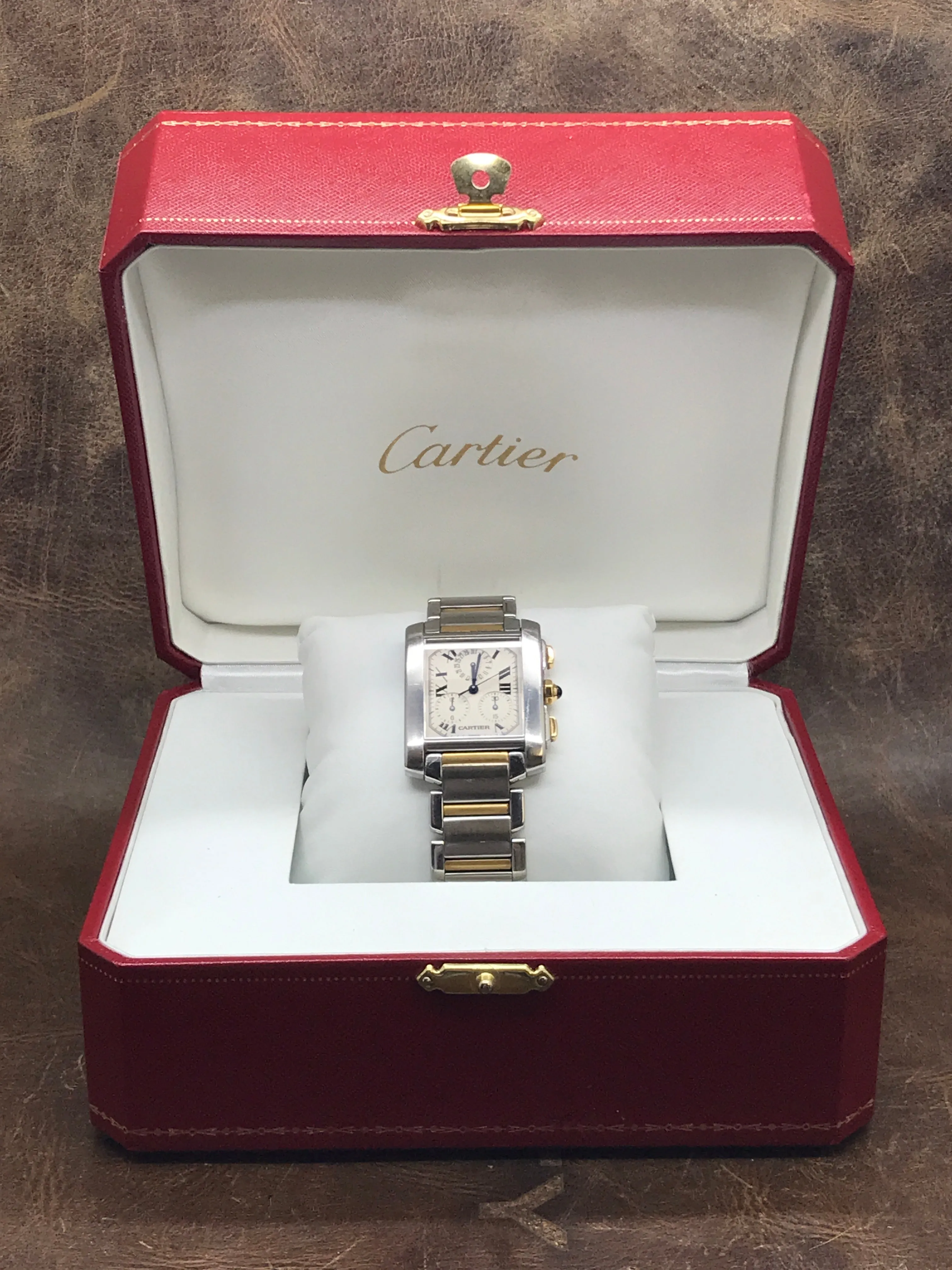 Cartier Tank Francaise Chronoflex 2303 Silver Dial Quartz Men's Watch