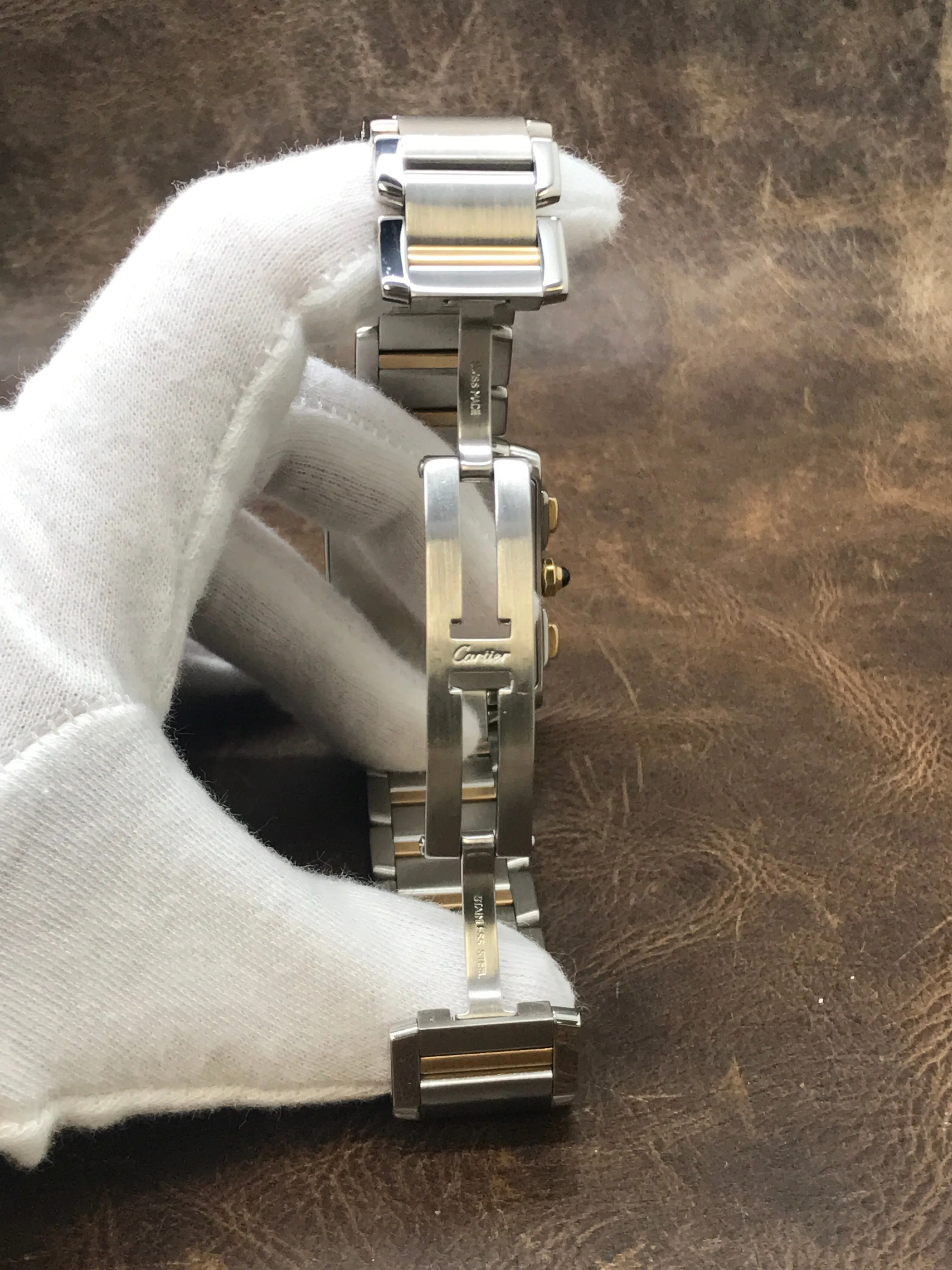 Cartier Tank Francaise Chronoflex 2303 Silver Dial Quartz Men's Watch