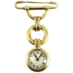 Cartier Yellow Gold Art Deco Pendant Lapel Pin Watch
