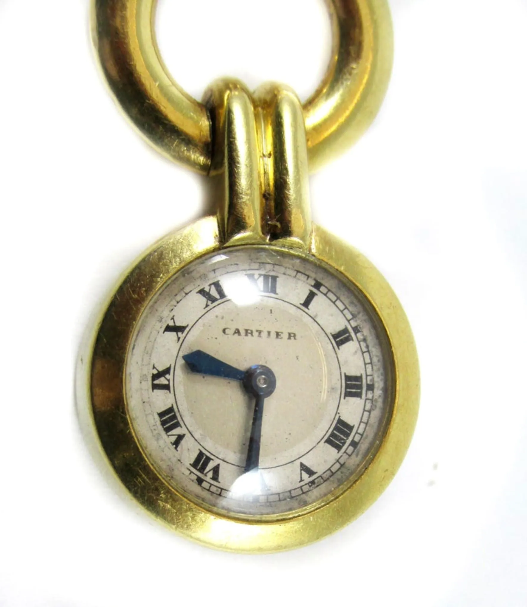 Cartier Yellow Gold Art Deco Pendant Lapel Pin Watch