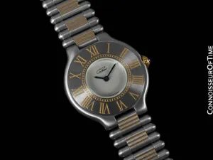 Cartier Must De 21C Ladies Watch - Stainless Steel & 18K Gold