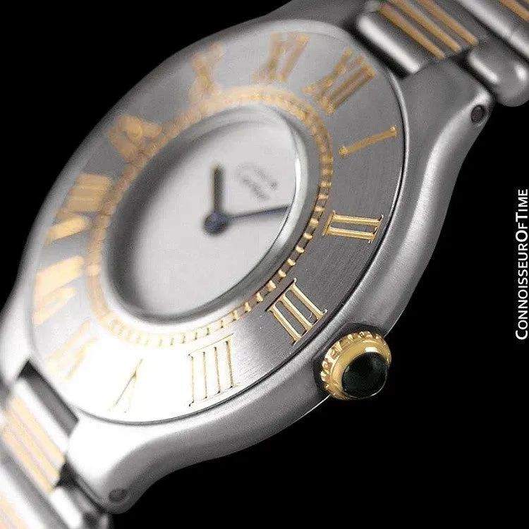 Cartier Must De 21C Mens Midsize Unisex Watch - Stainless Steel & 18K Gold