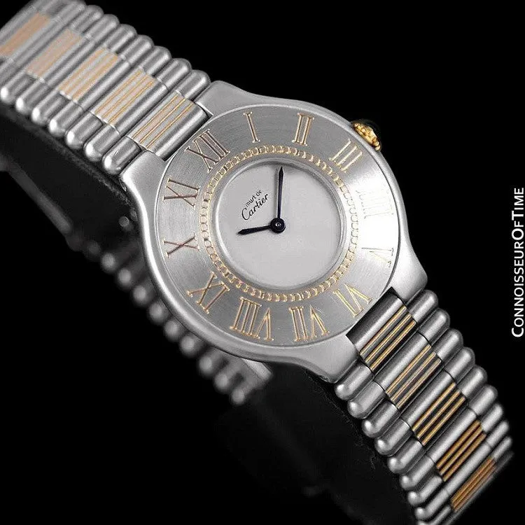 Cartier Must De 21C Mens Midsize Unisex Watch - Stainless Steel & 18K Gold