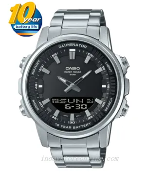 Casio Analog-Digital Men's Watch AMW-880D-1A Stainless Steel Band Mineral Glass Battery Life 10-Years
