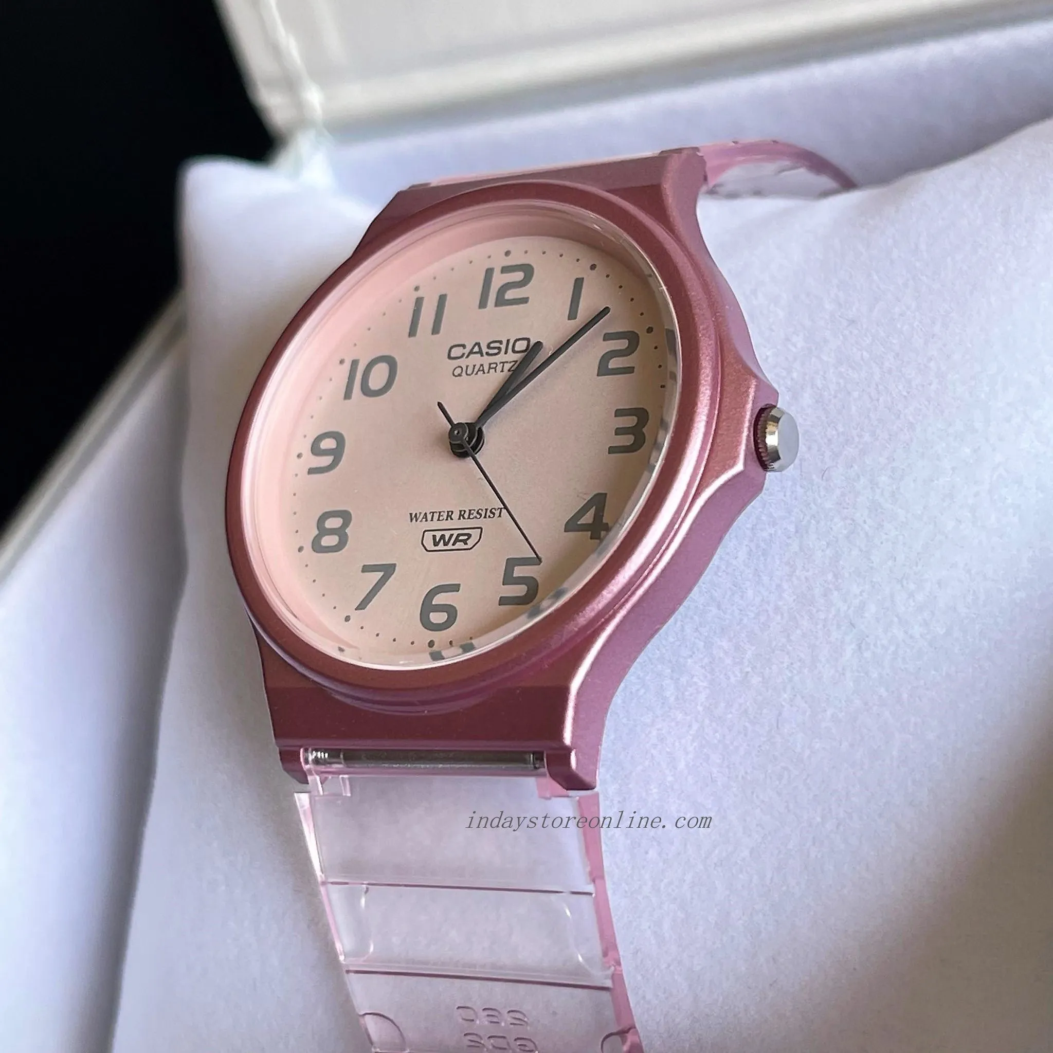 Casio Analog Women's Watch MQ-24S-4B Analog Resin Transparent Band Water Resistant Resin Glass