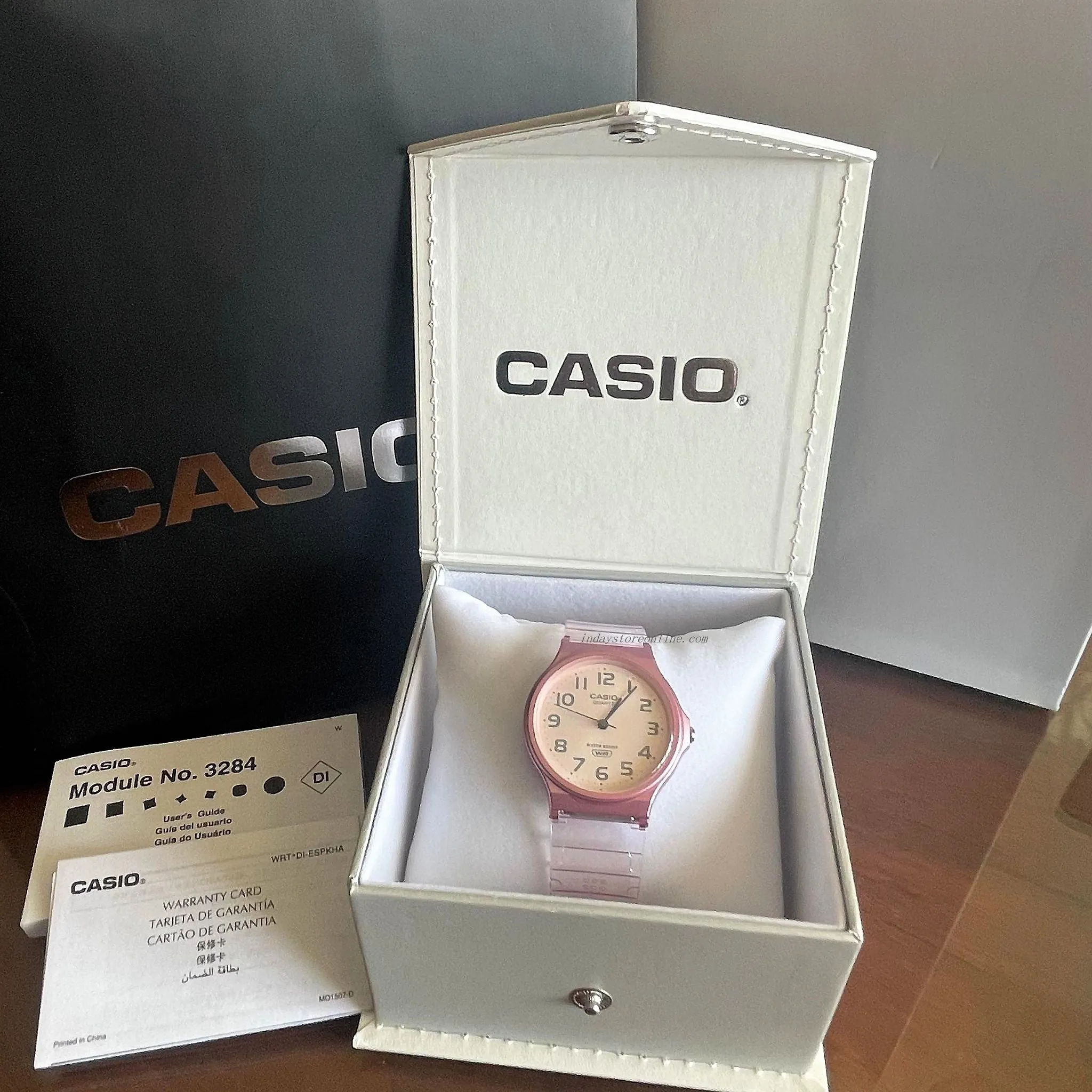 Casio Analog Women's Watch MQ-24S-4B Analog Resin Transparent Band Water Resistant Resin Glass
