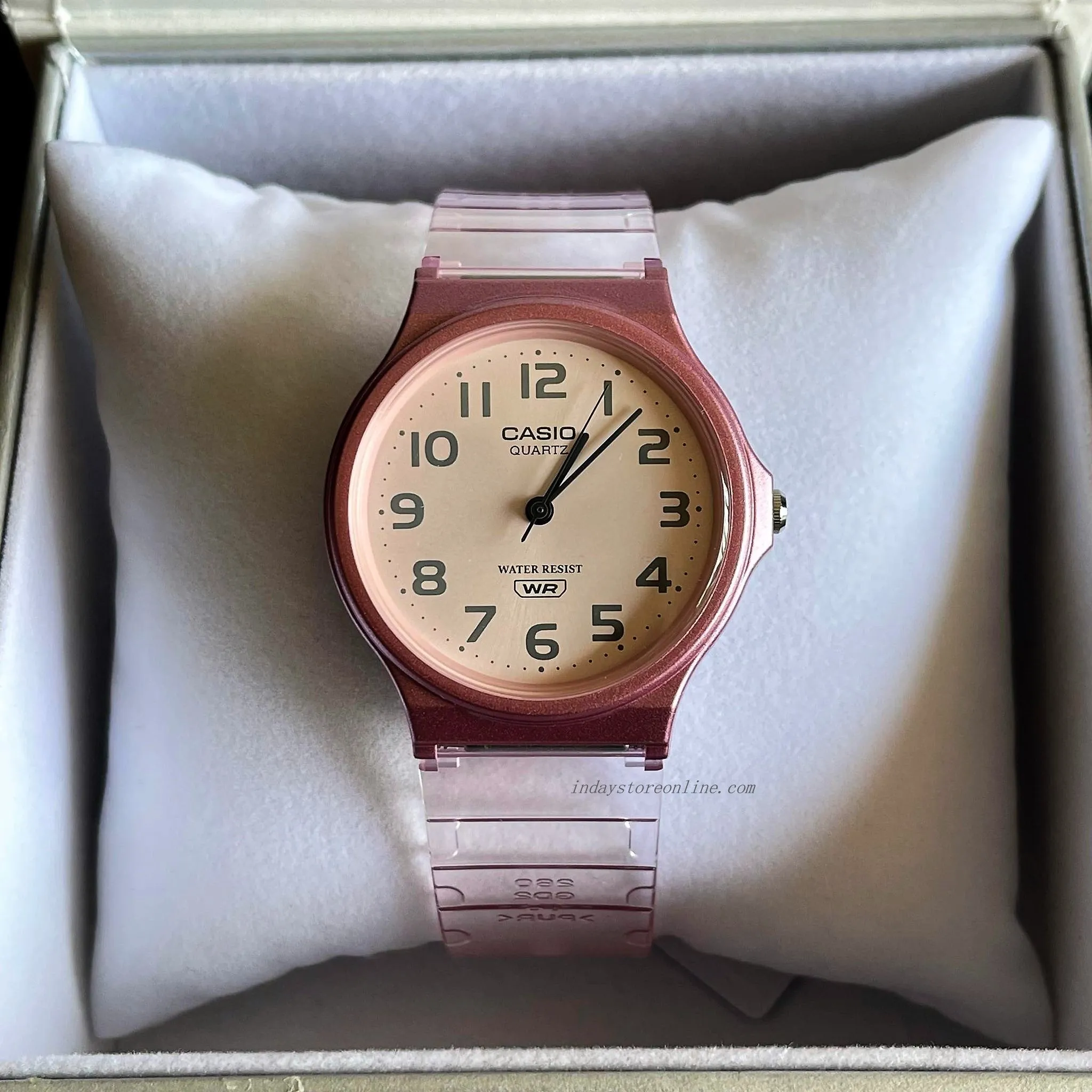 Casio Analog Women's Watch MQ-24S-4B Analog Resin Transparent Band Water Resistant Resin Glass