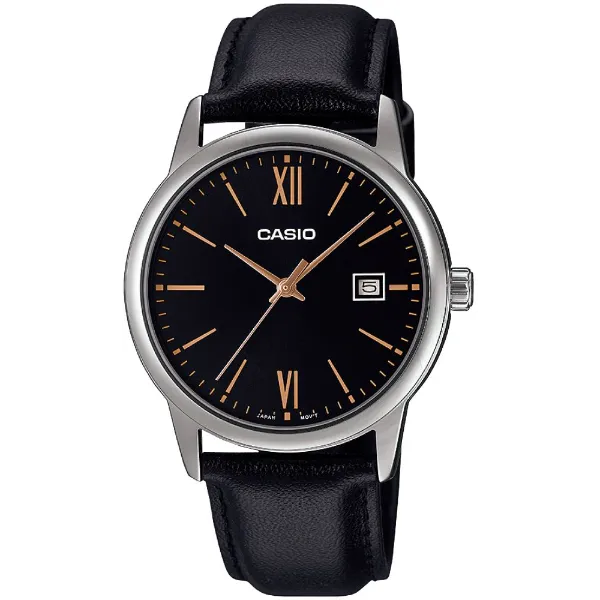 Casio Black Leather Strap Black Dial Quartz Watch for Gents - MTP-V002L-1B3UDF