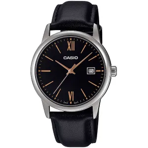 Casio Black Leather Strap Black Dial Quartz Watch for Gents - MTP-V002L-1B3UDF