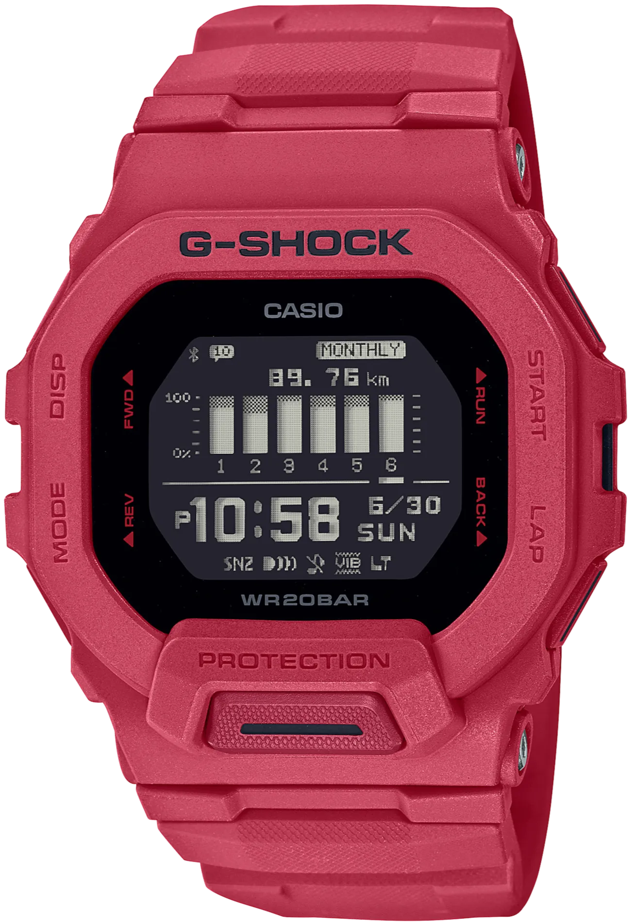 Casio G-Shock G-Squad Smartphone Link Square Face Matte-Red GBD-200RD-4