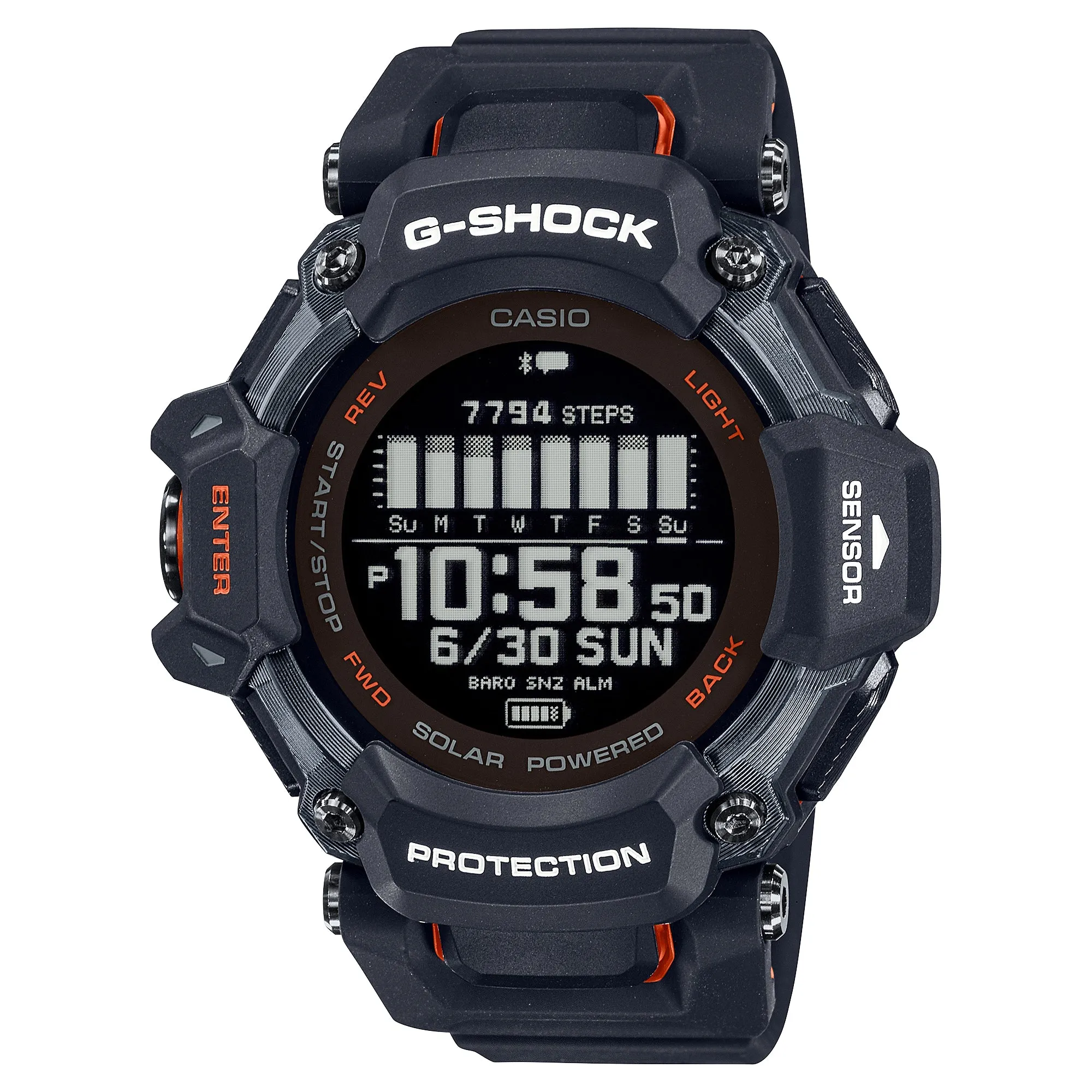 Casio G-Shock GBD-H2000 Lineup G-SQUAD Bluetooth© Tough Solar Multi-Sport Series Black Resin Band Watch GBDH2000-1A GBD-H2000-1A