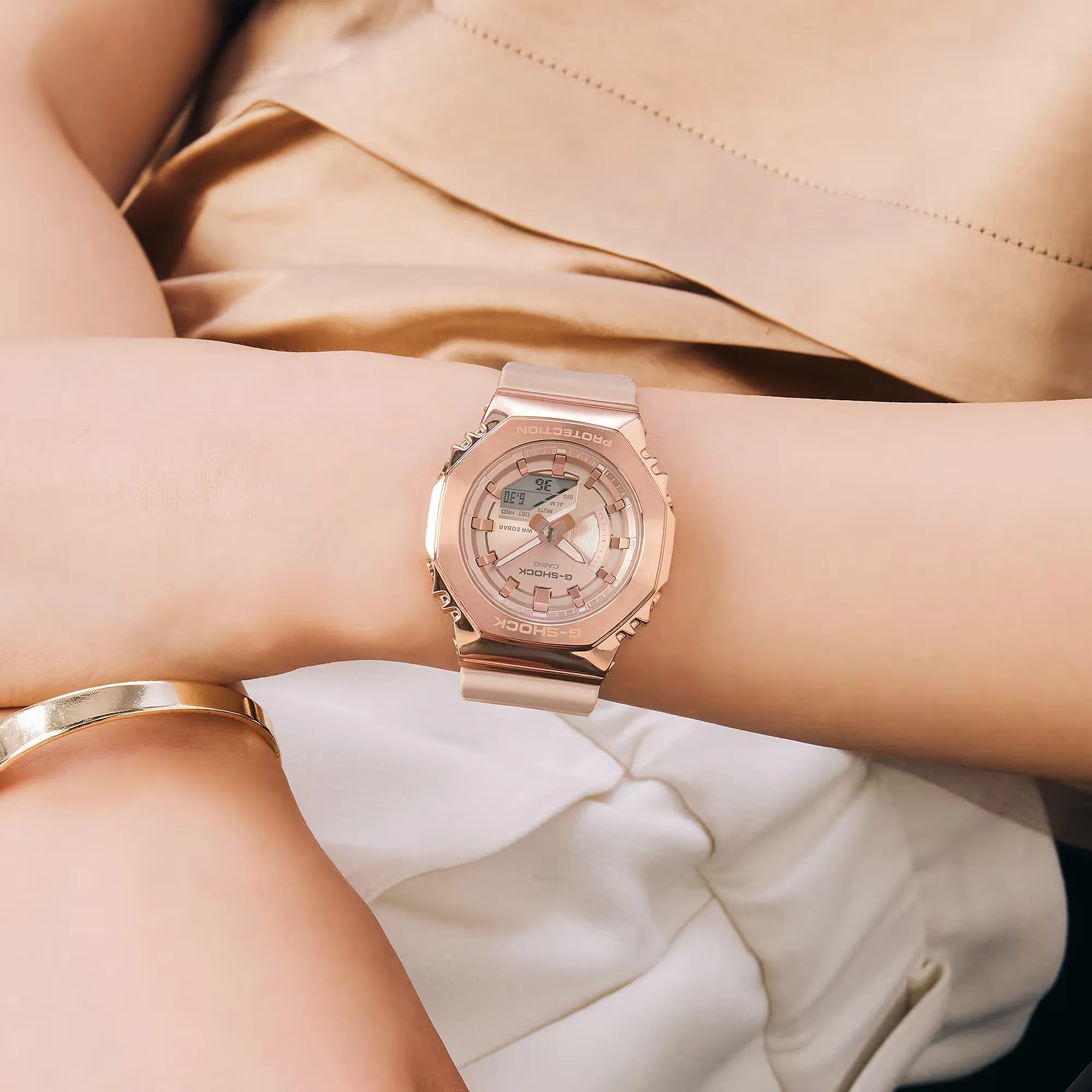 Casio G-Shock GMS CasiOak Pink Gold GMS2100PG-4A Womens Watch