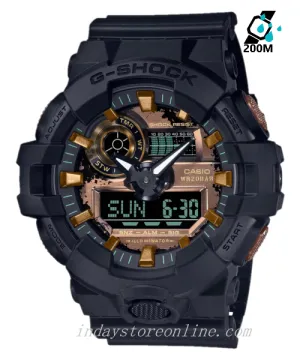 Casio G-Shock Men's Watch GA-700RC-1A Analog-Digital GA-700 Series Rusted Metal Design Neoclassic Black