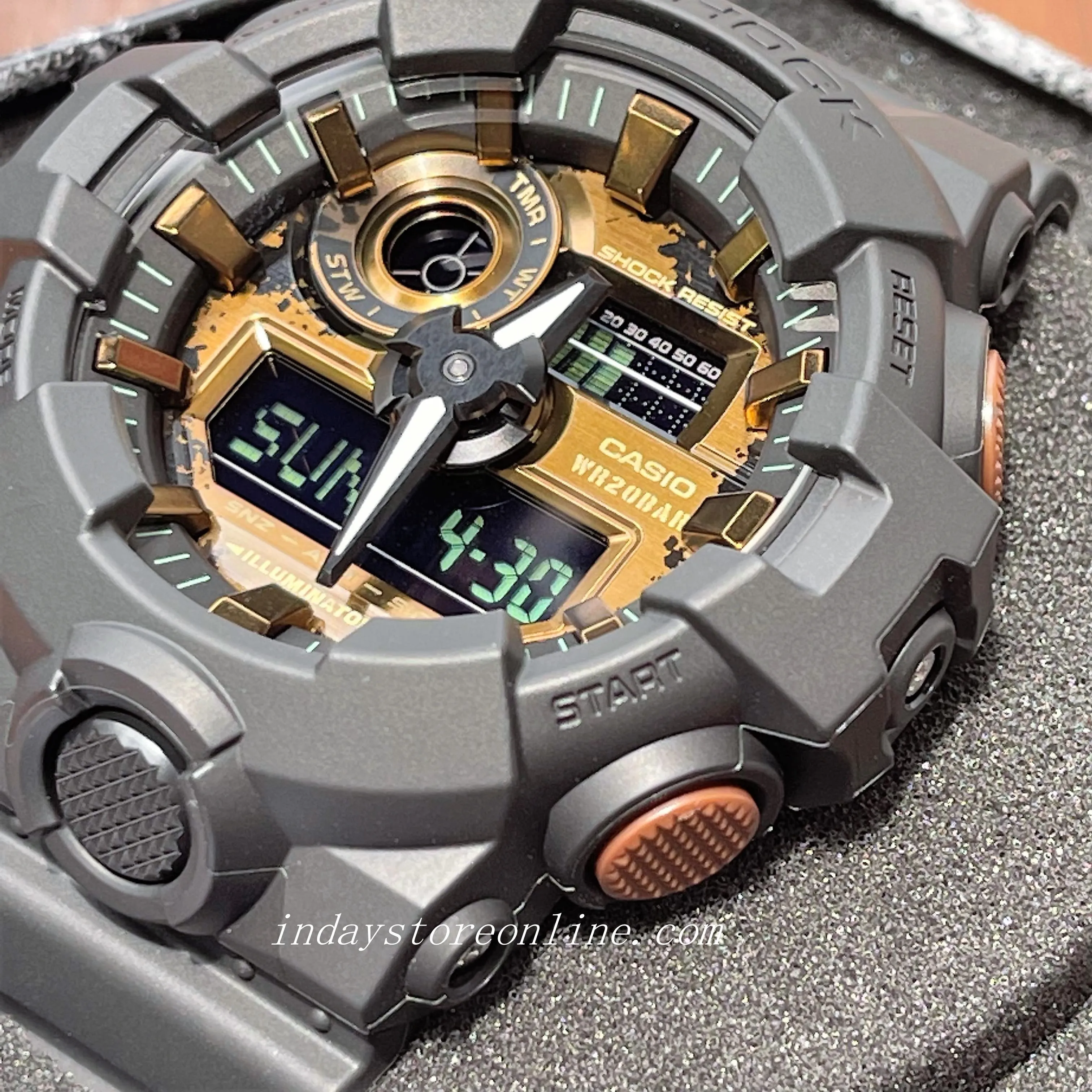 Casio G-Shock Men's Watch GA-700RC-1A Analog-Digital GA-700 Series Rusted Metal Design Neoclassic Black