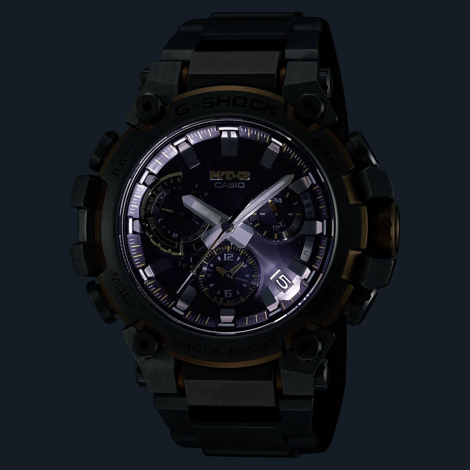Casio G-Shock MT-G Stainless Steel Silver Gold MTGB3000D-1A9