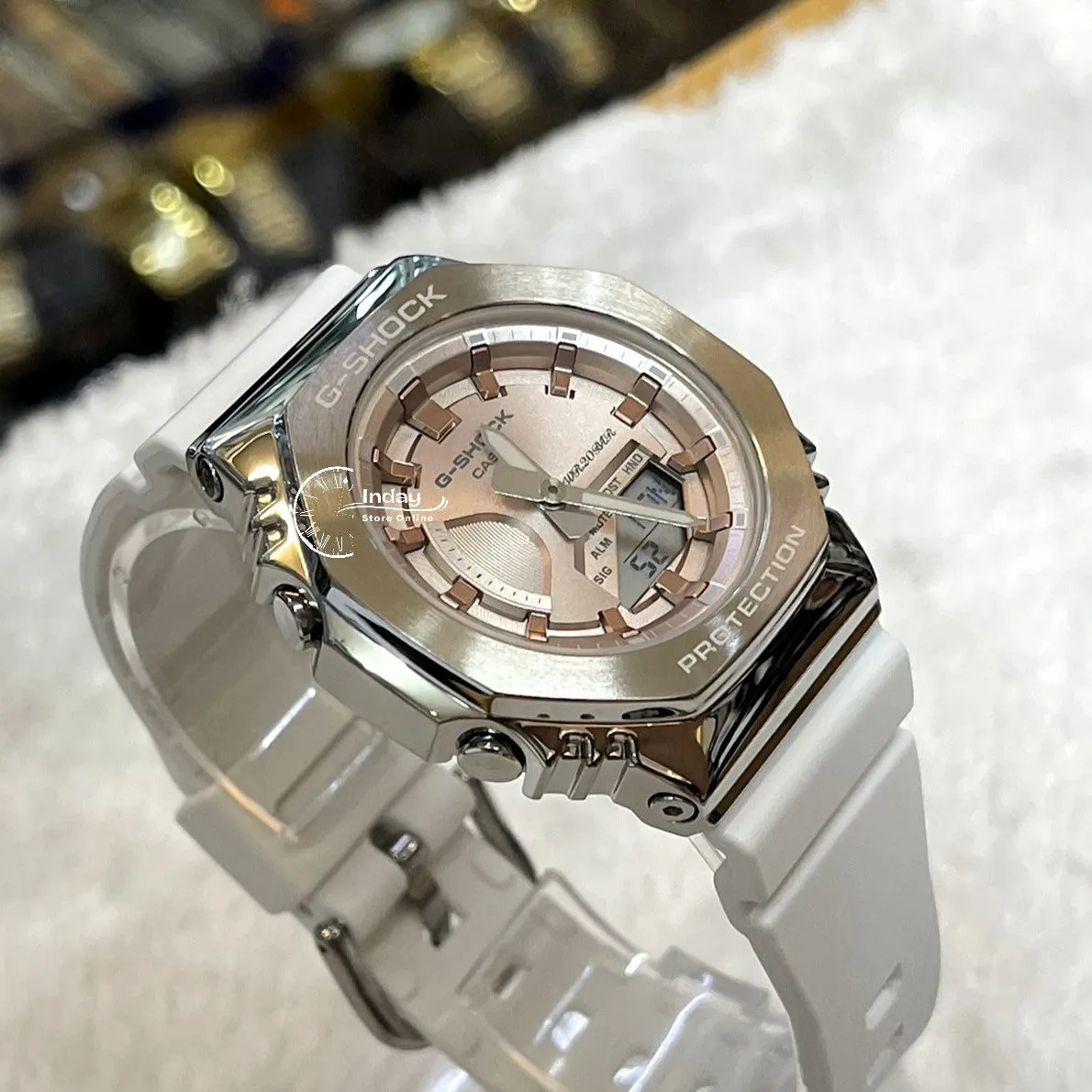 Casio G-Shock Women's Watch GM-S2100WS-7A Analog-Digital Seasonal Collection 2023 Shock Resistant Carbon Core Guard Structure Mineral Glass