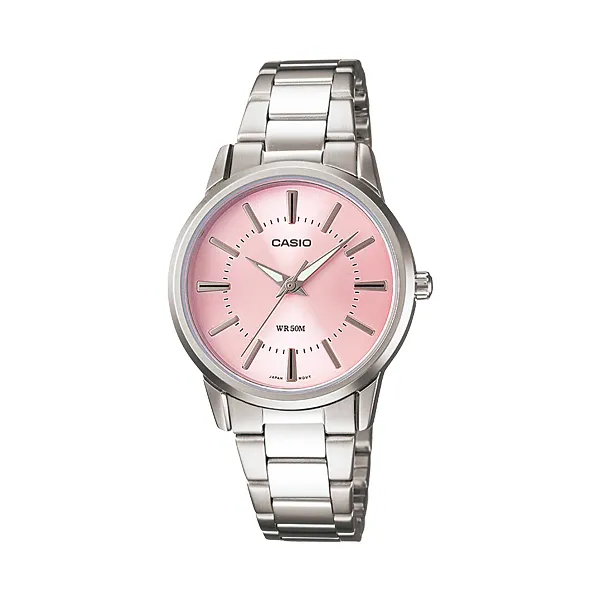Casio Silver Stainless Steel Pink Dial Quartz Watch for Ladies - LTP-1303D-4AVDF