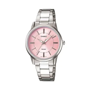 Casio Silver Stainless Steel Pink Dial Quartz Watch for Ladies - LTP-1303D-4AVDF