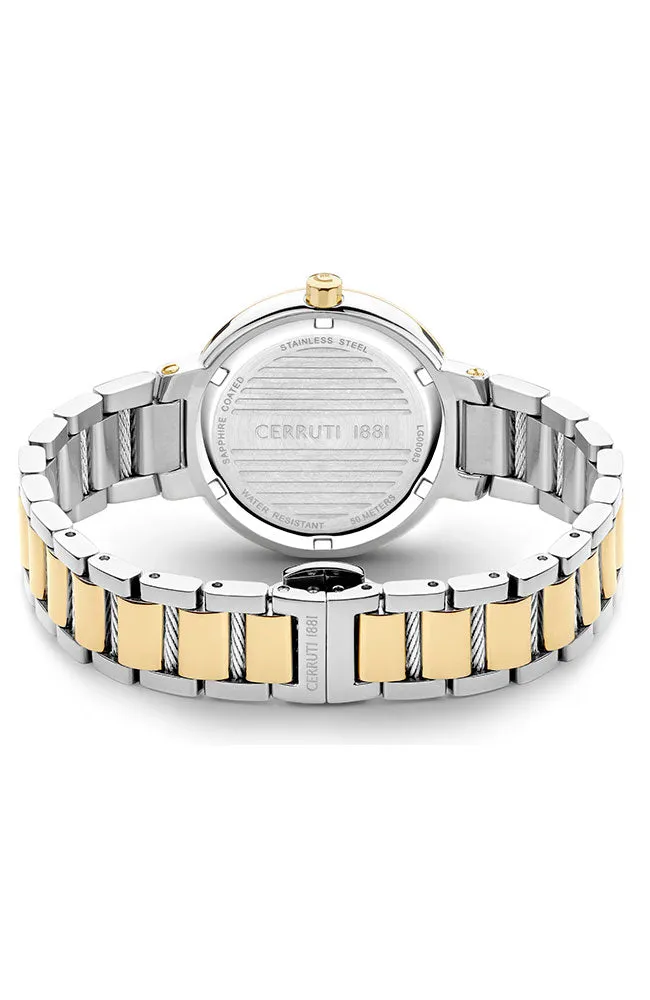 Cerruti 1881 GARDENA Ladies MOP Dial Two-Tone Stainless Steel Watch with Butterfly Motif