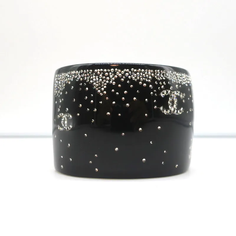 Chanel 2012 CC Strass Cuff Bracelet Black Resin