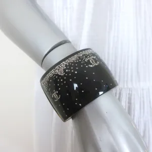 Chanel 2012 CC Strass Cuff Bracelet Black Resin