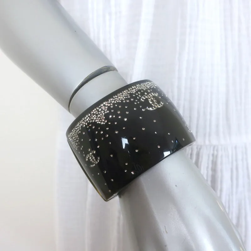 Chanel 2012 CC Strass Cuff Bracelet Black Resin