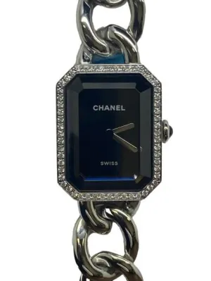 Chanel Premiere Gourmette Diamond Bezel H7020 Black-lacquered Dial Quartz Women's Watch