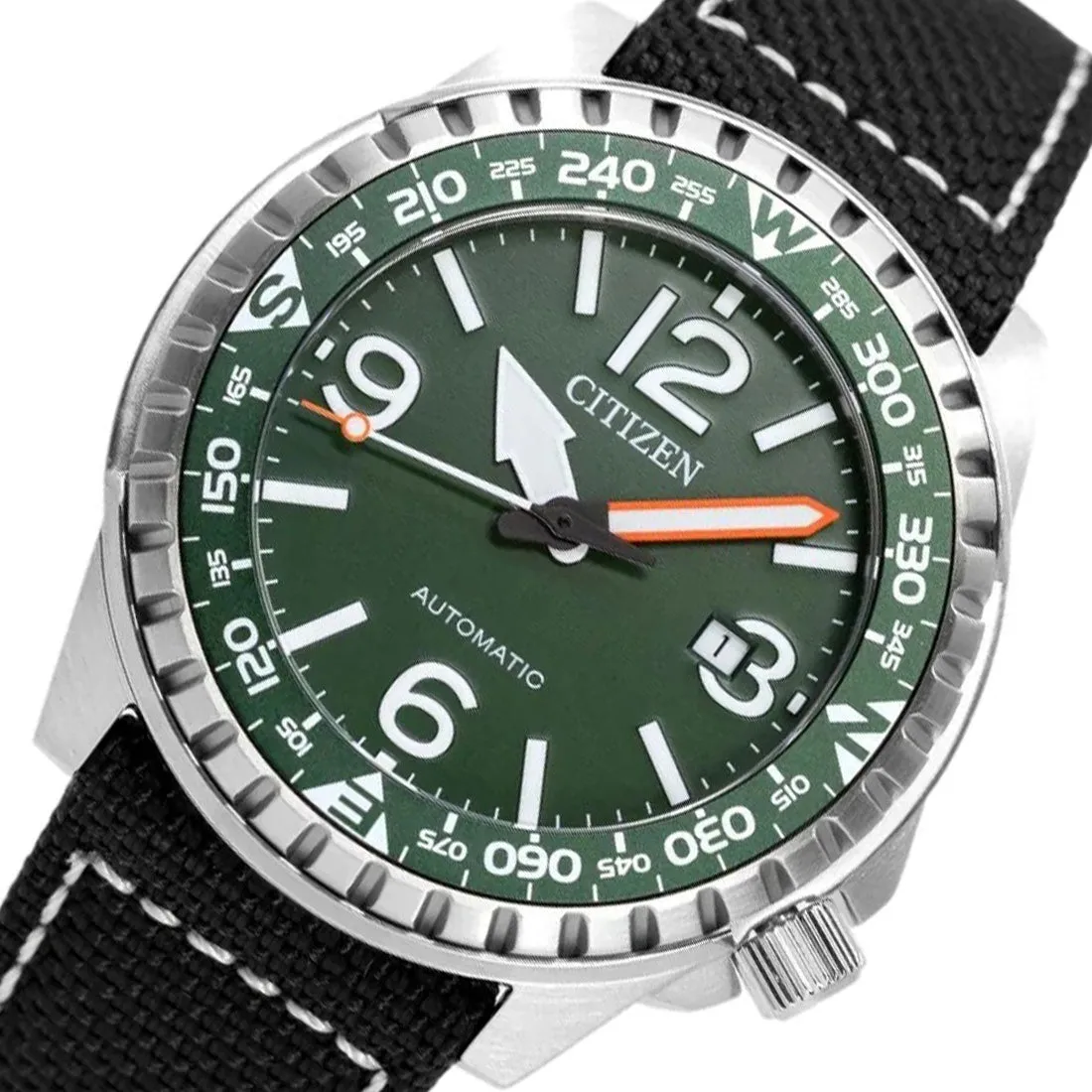 Citizen Automatic NJ2198-16X Black Nylon Green Dial Analog Sports Watch