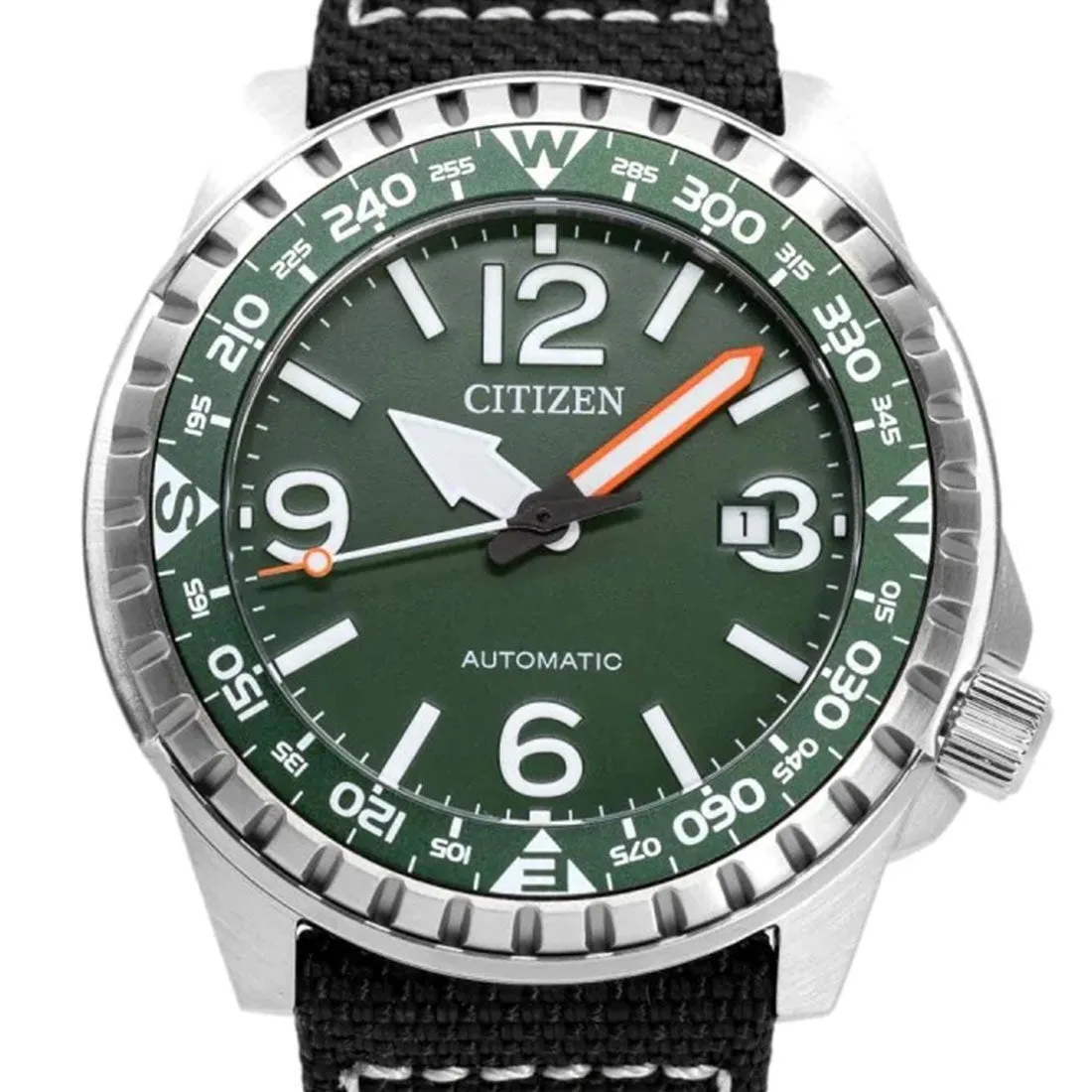 Citizen Automatic NJ2198-16X Black Nylon Green Dial Analog Sports Watch