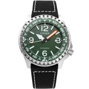 Citizen Automatic NJ2198-16X Black Nylon Green Dial Analog Sports Watch