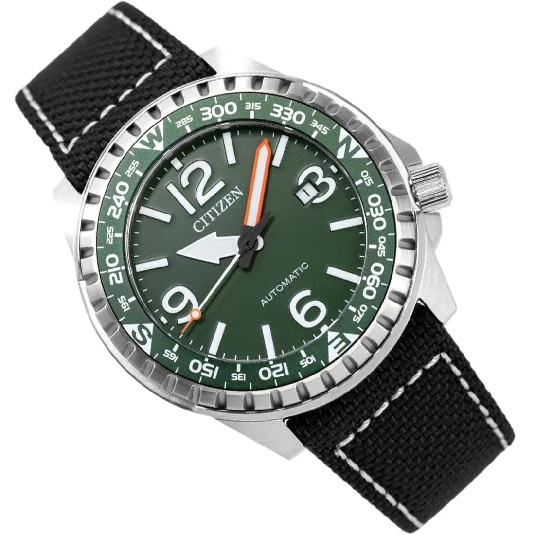 Citizen Automatic NJ2198-16X Black Nylon Green Dial Analog Sports Watch