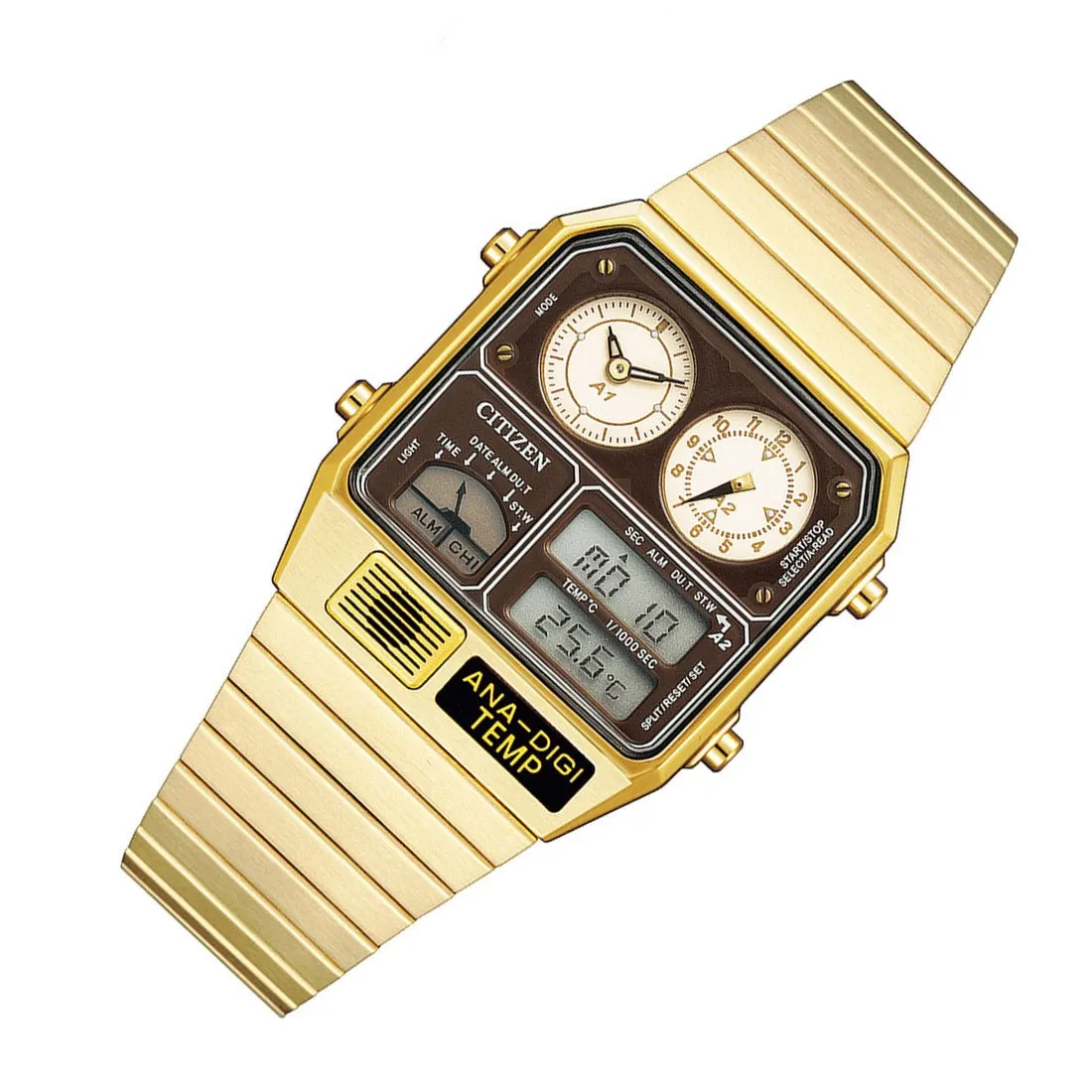 Citizen JG2103-72X Gold Tone Digtail Analog Temp Chronograph Watch