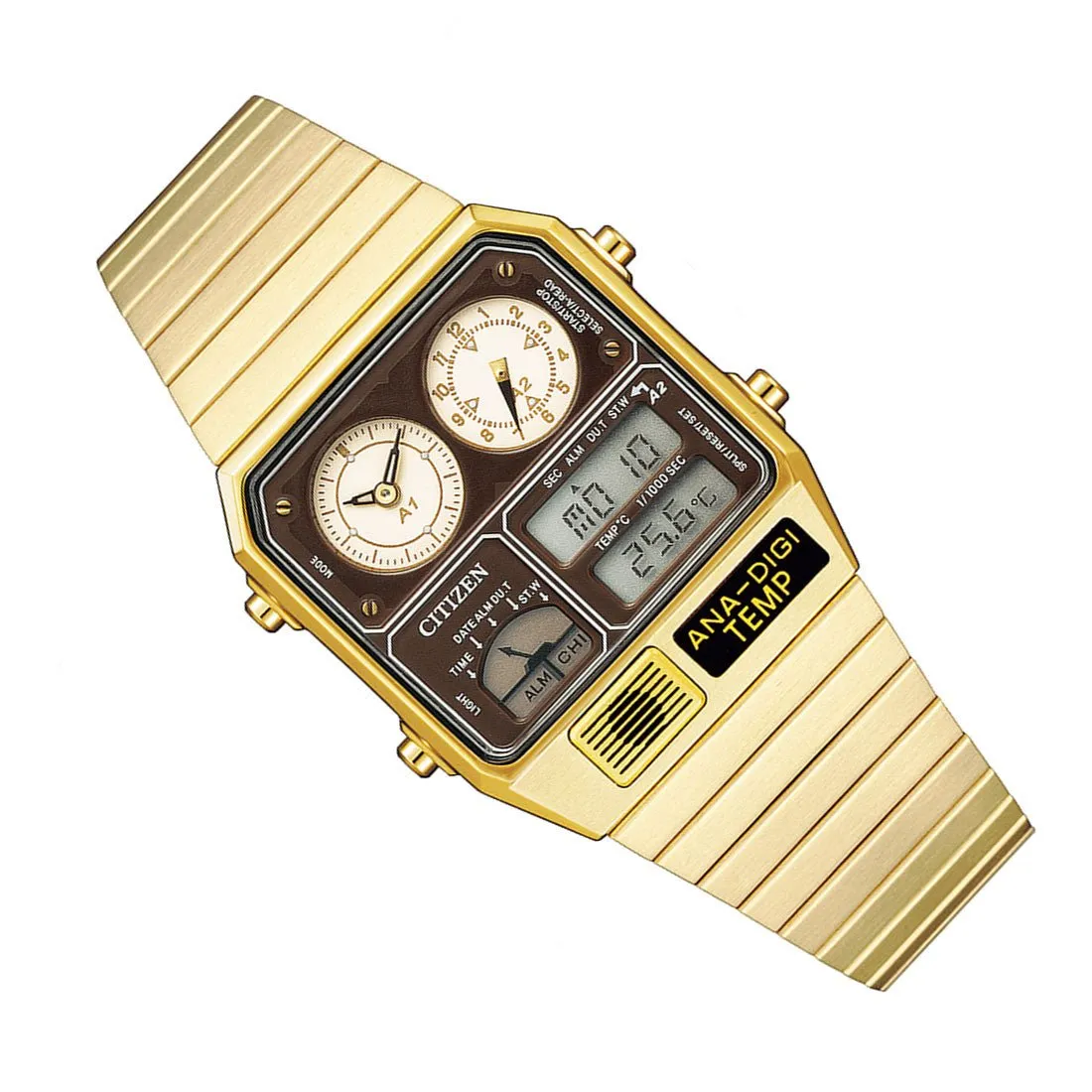 Citizen JG2103-72X Gold Tone Digtail Analog Temp Chronograph Watch