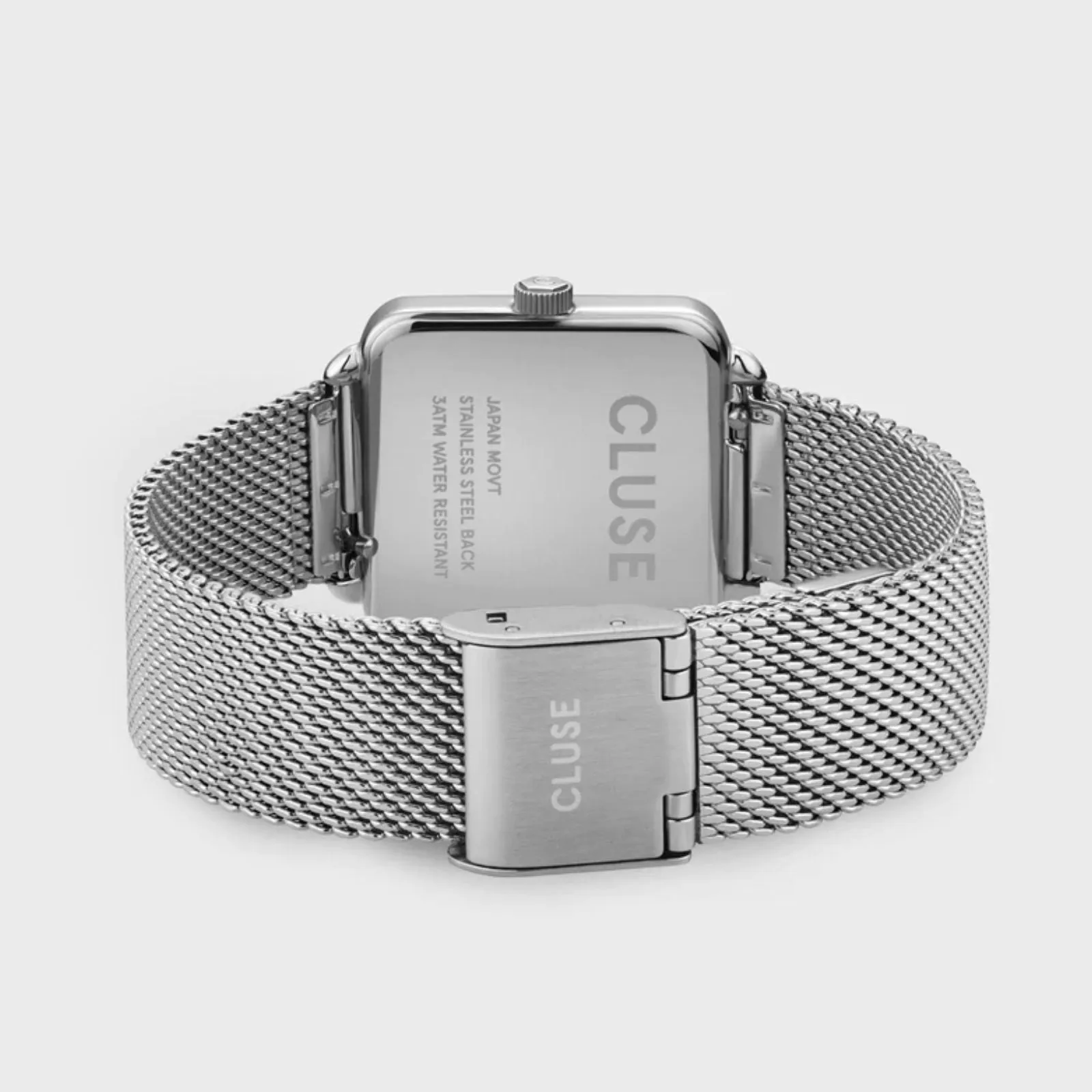 Cluse La Tetragone Silver Mesh Square Watch - Silver Dial