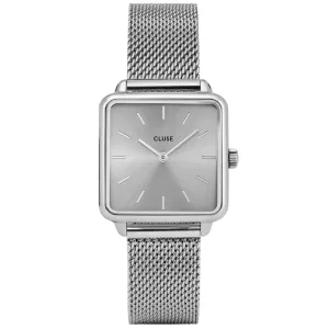 Cluse La Tetragone Silver Mesh Square Watch - Silver Dial