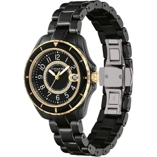 Coach Preston Black Creamic Strap Black Dial Quartz Watch for Ladies - 14503461