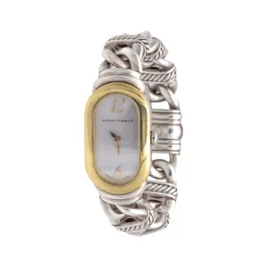 David Yurman Sterling Silver 18K Yellow Gold Madison Oval Cable Bracelet Watch