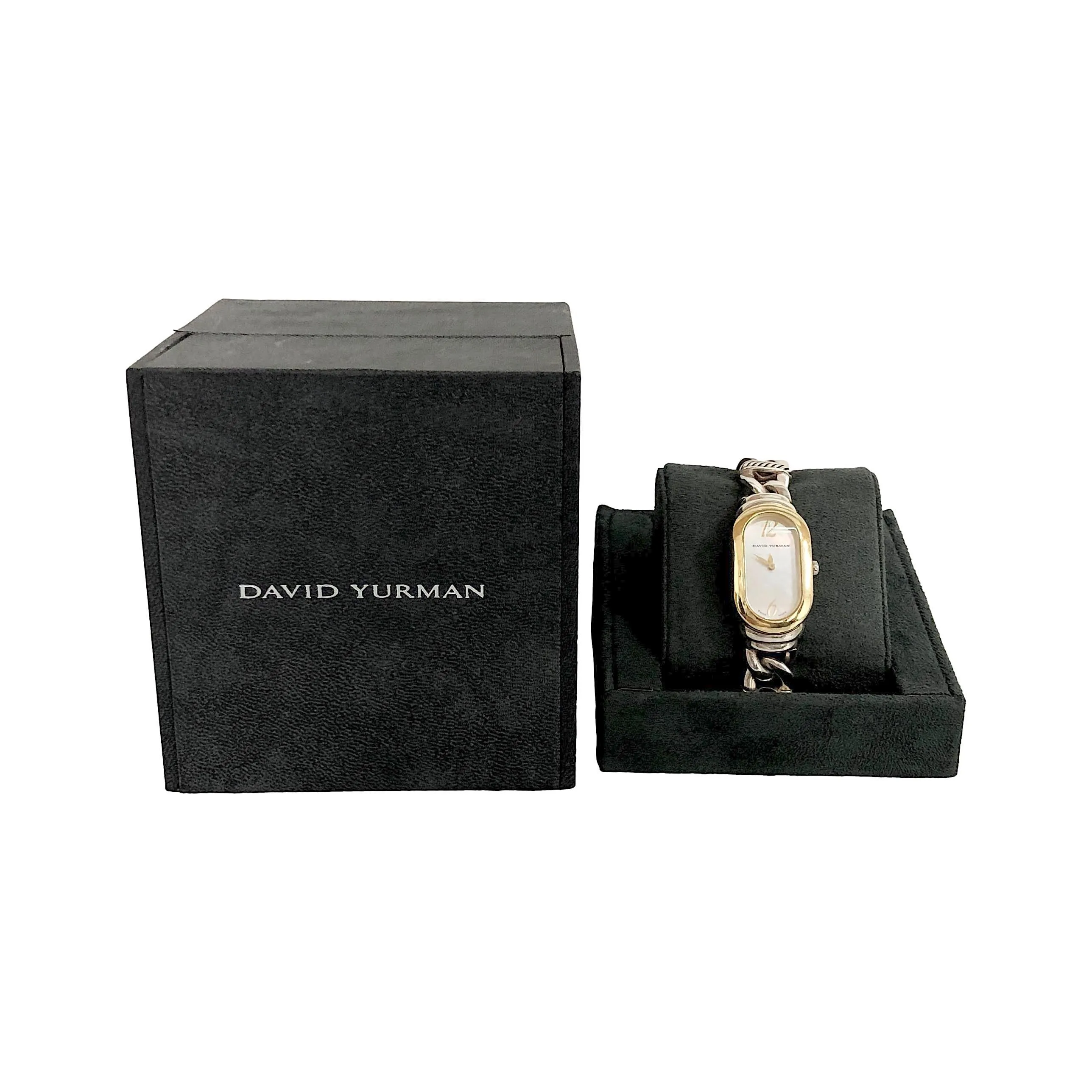 David Yurman Sterling Silver 18K Yellow Gold Madison Oval Cable Bracelet Watch