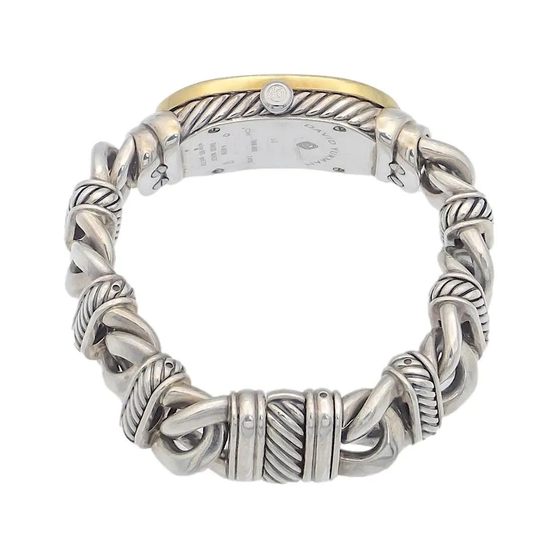 David Yurman Sterling Silver 18K Yellow Gold Madison Oval Cable Bracelet Watch