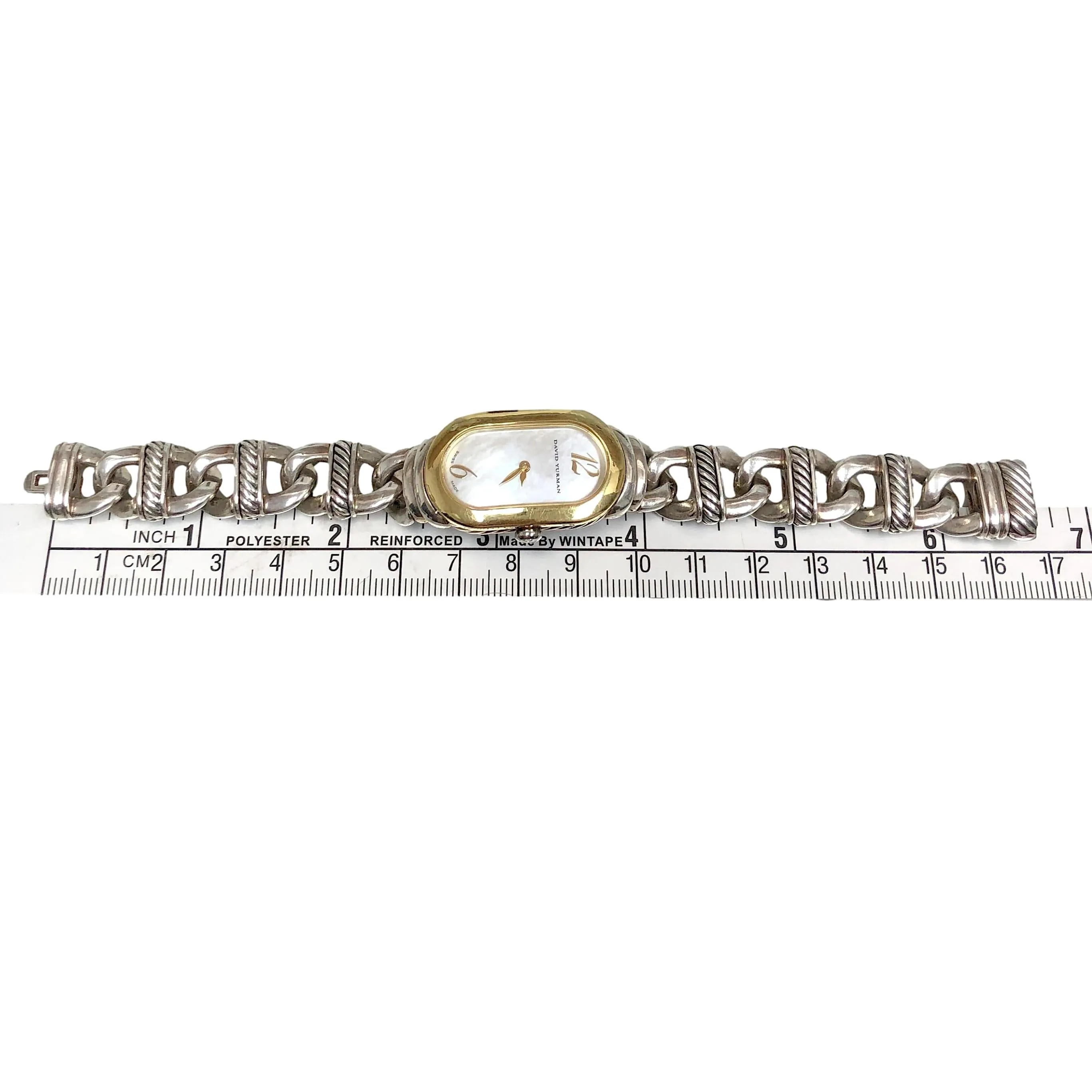 David Yurman Sterling Silver 18K Yellow Gold Madison Oval Cable Bracelet Watch