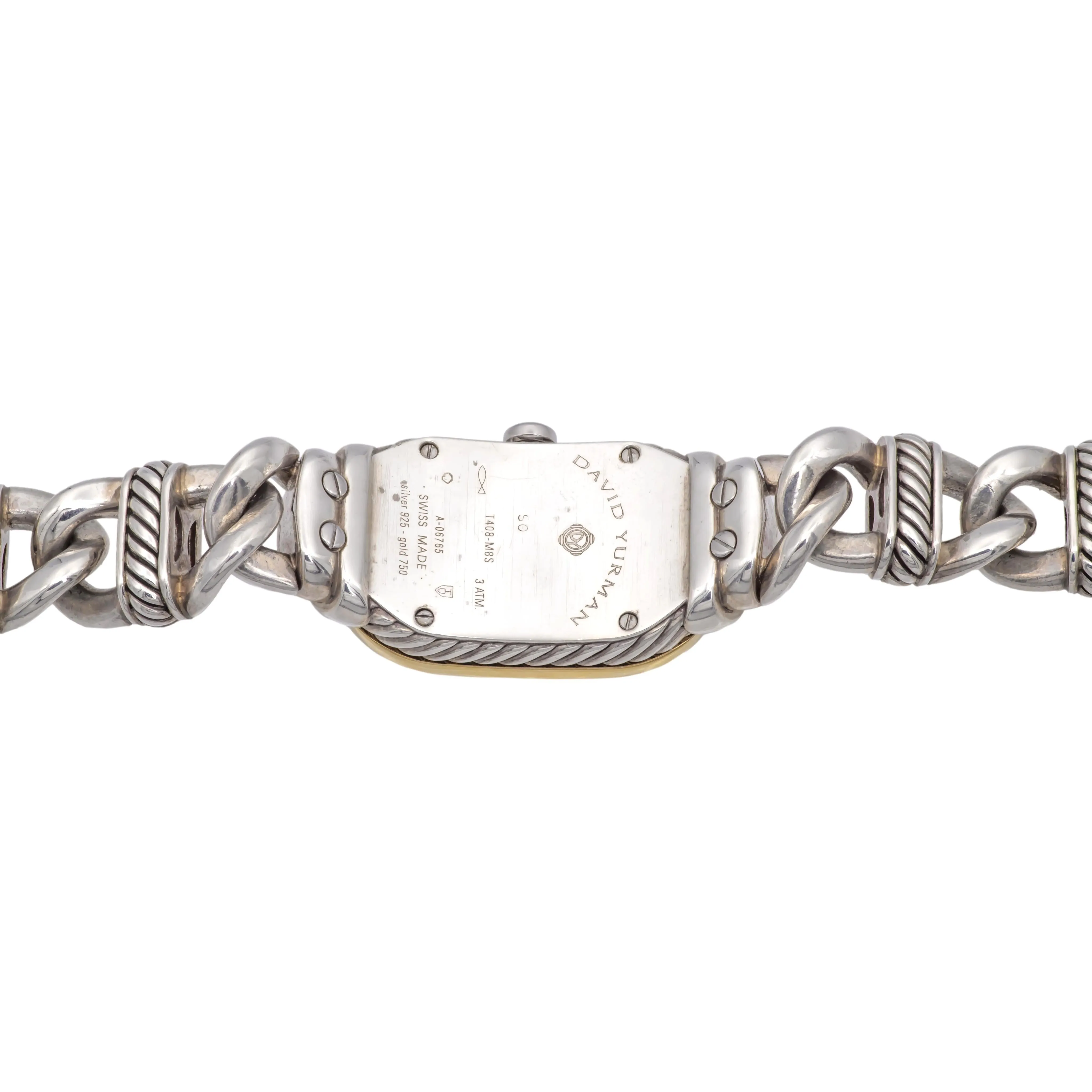 David Yurman Sterling Silver 18K Yellow Gold Madison Oval Cable Bracelet Watch