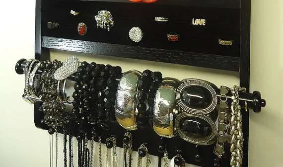 Deluxe Jewelry Holder Organizer Ebony Black Oak