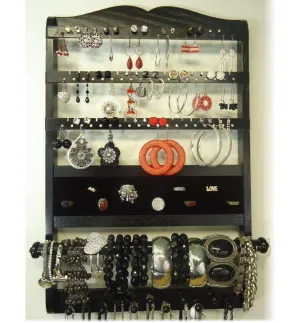 Deluxe Jewelry Holder Organizer Ebony Black Oak