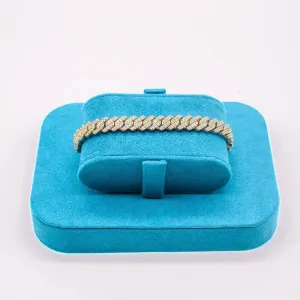 Diamond Straight Edge Cuban Link Bracelet (8mm) in Yellow/White Gold