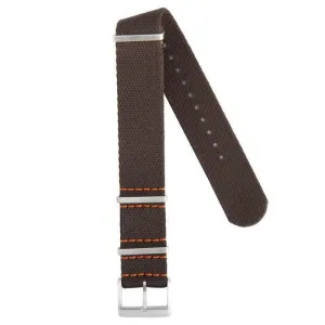 Eco-Friendly Nylon Military Watch Strap -  Dark Brown Orange Stitches