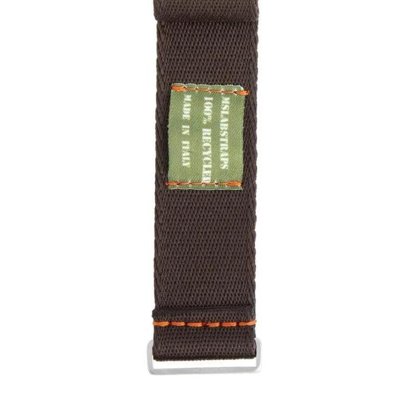 Eco-Friendly Nylon Military Watch Strap -  Dark Brown Orange Stitches