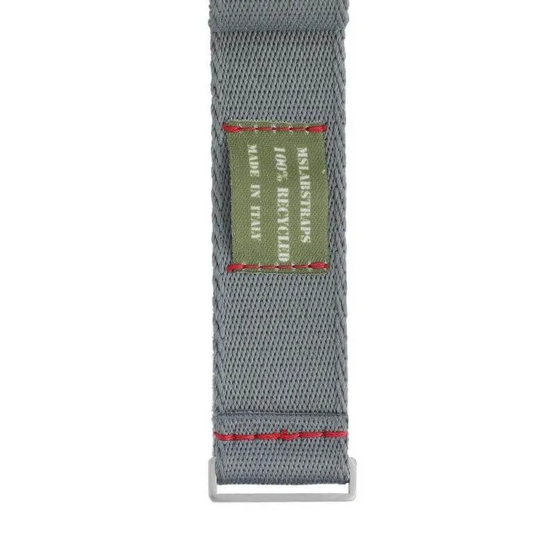 Eco-Friendly Nylon Military  Watch Strap -  Grey Red Stitches