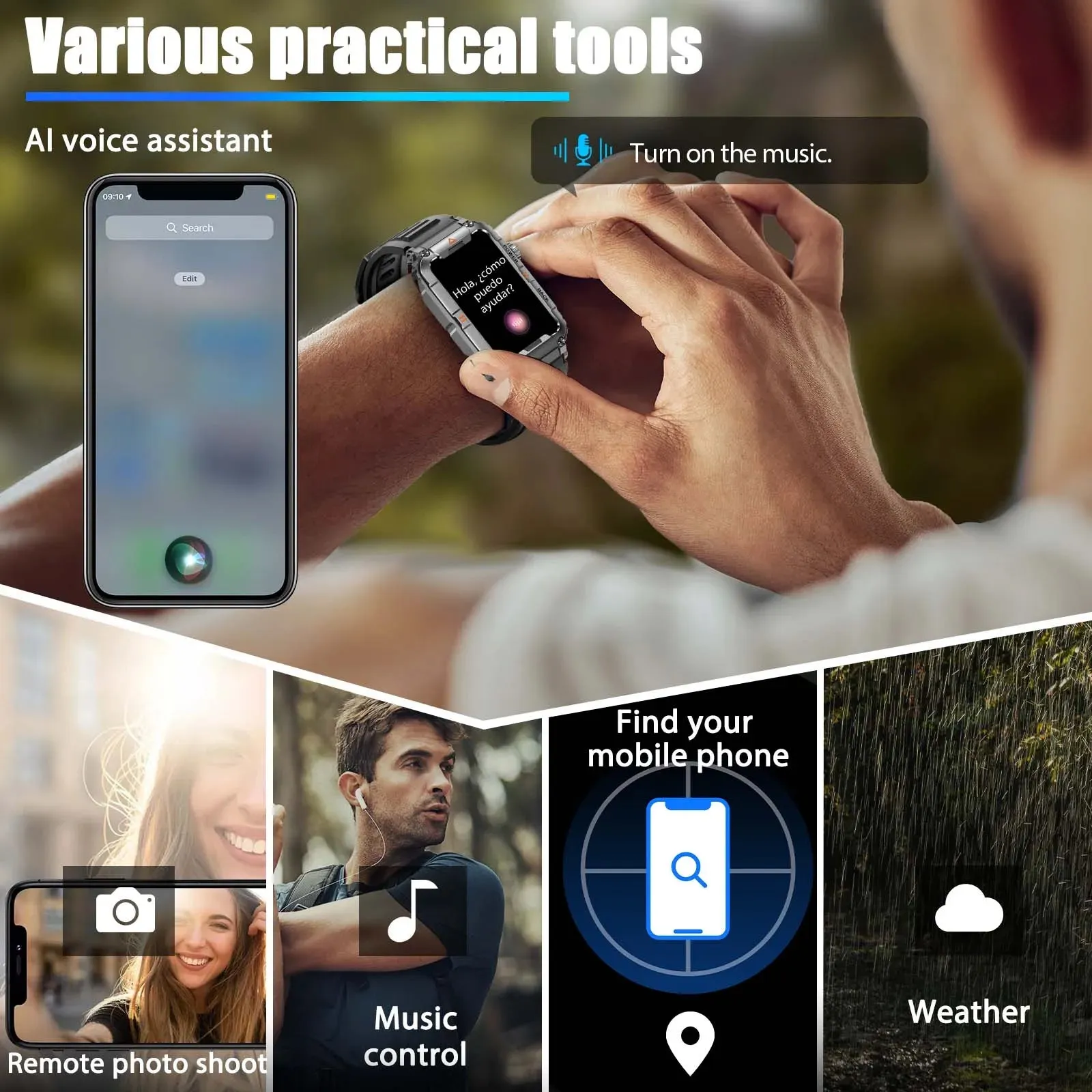 EIGIIS New Military Smart Watch 100  Sports Modes Health Monitor Bluetooth Call IP67 Waterproof Men Women For IOS Android KR88