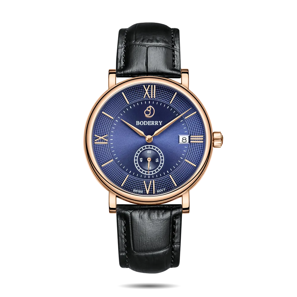 ELEGANT - Swiss Quartz Movement Watch | Rose Gold & Blue Dial