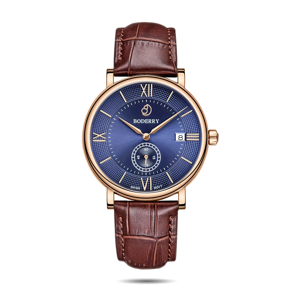 ELEGANT - Swiss Quartz Movement Watch | Rose Gold & Blue Dial